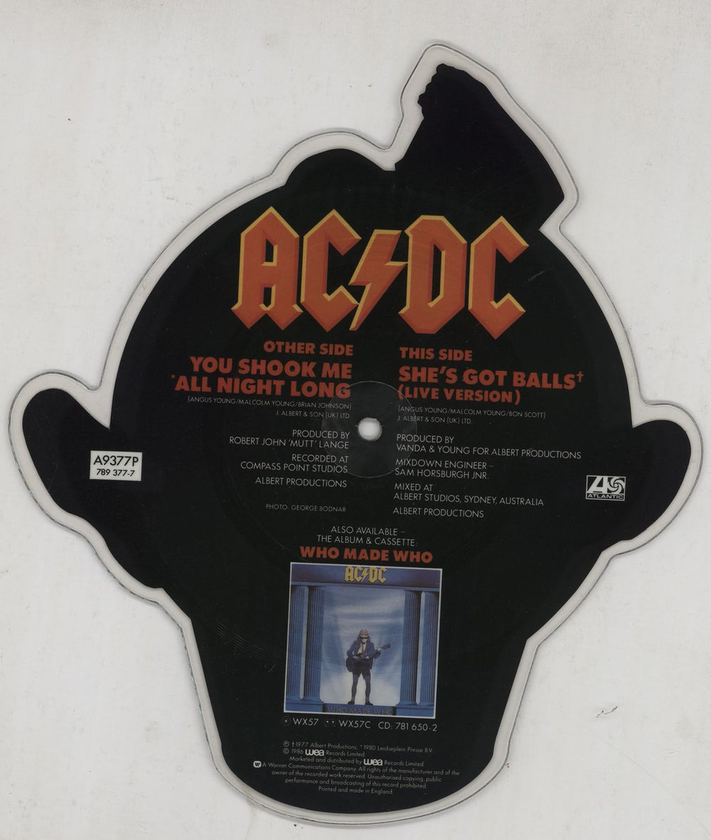 AC/DC You Shook Me All Night Long - Stickered Sleeve UK shaped picture disc (picture disc vinyl record)