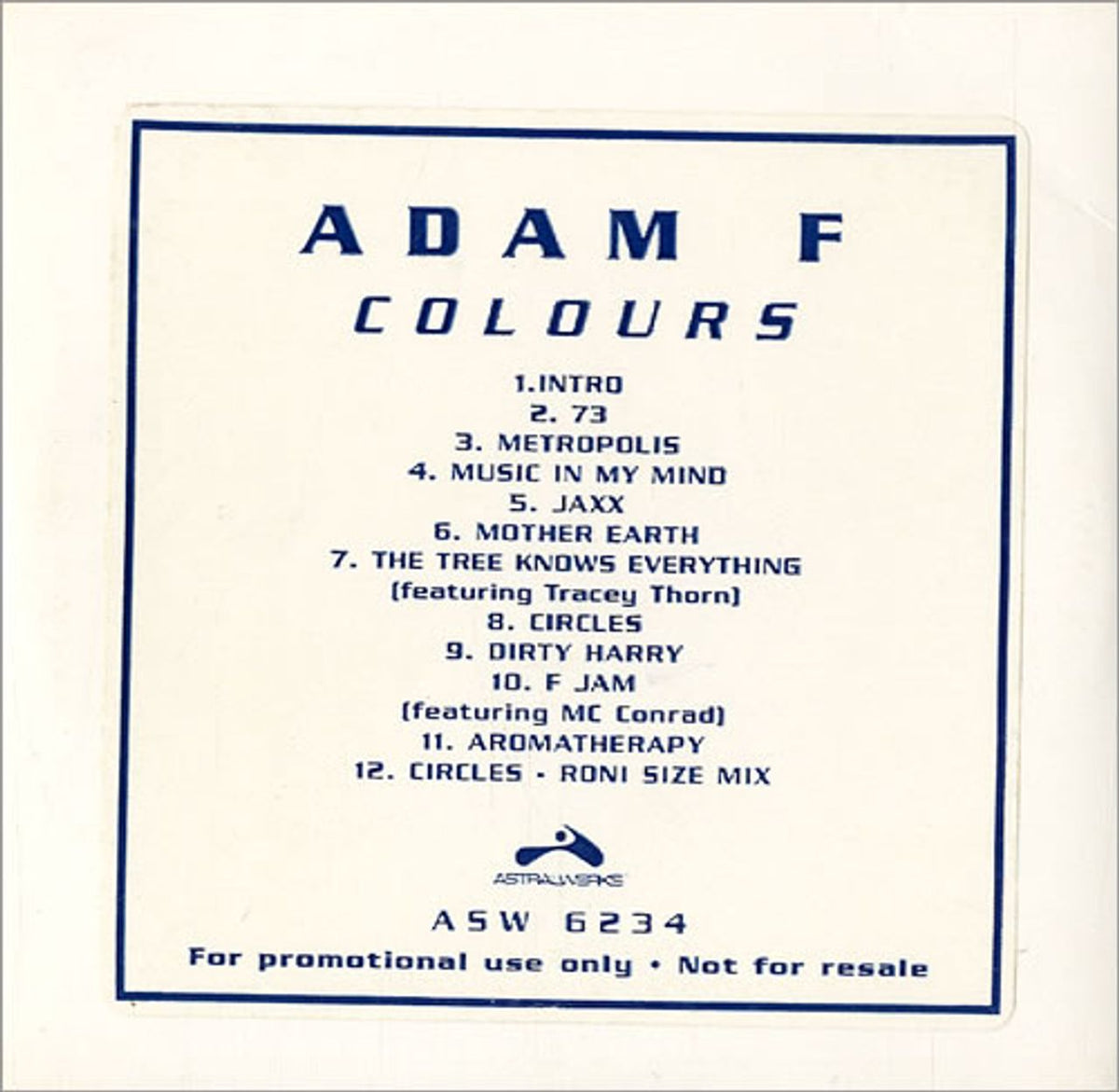 Adam F Colours US Promo CD album — RareVinyl.com