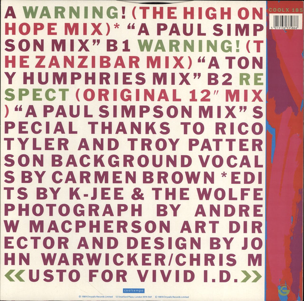 Adeva Warning! UK 12" vinyl single (12 inch record / Maxi-single) 5013136335866