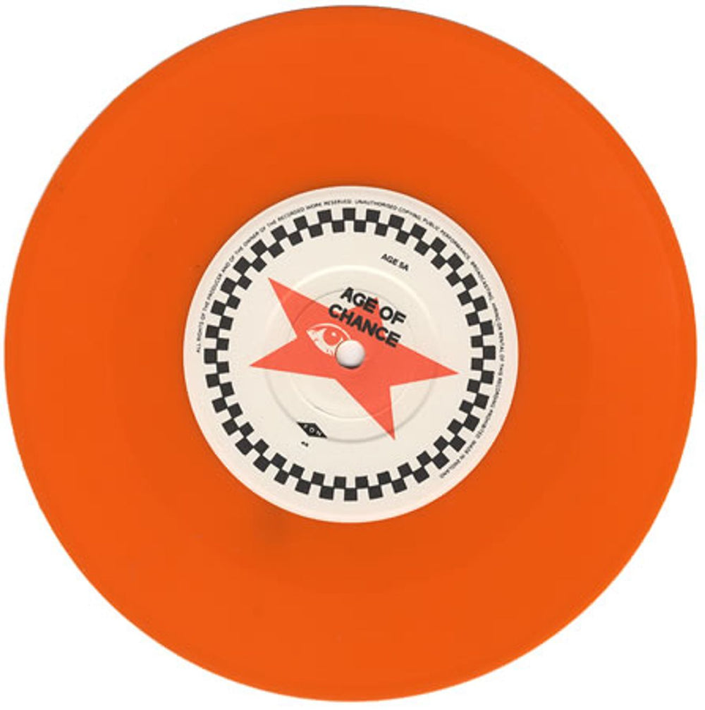 Age Of Chance Kiss - Orange Vinyl UK 7" vinyl single (7 inch record / 45) AOC07KI391980