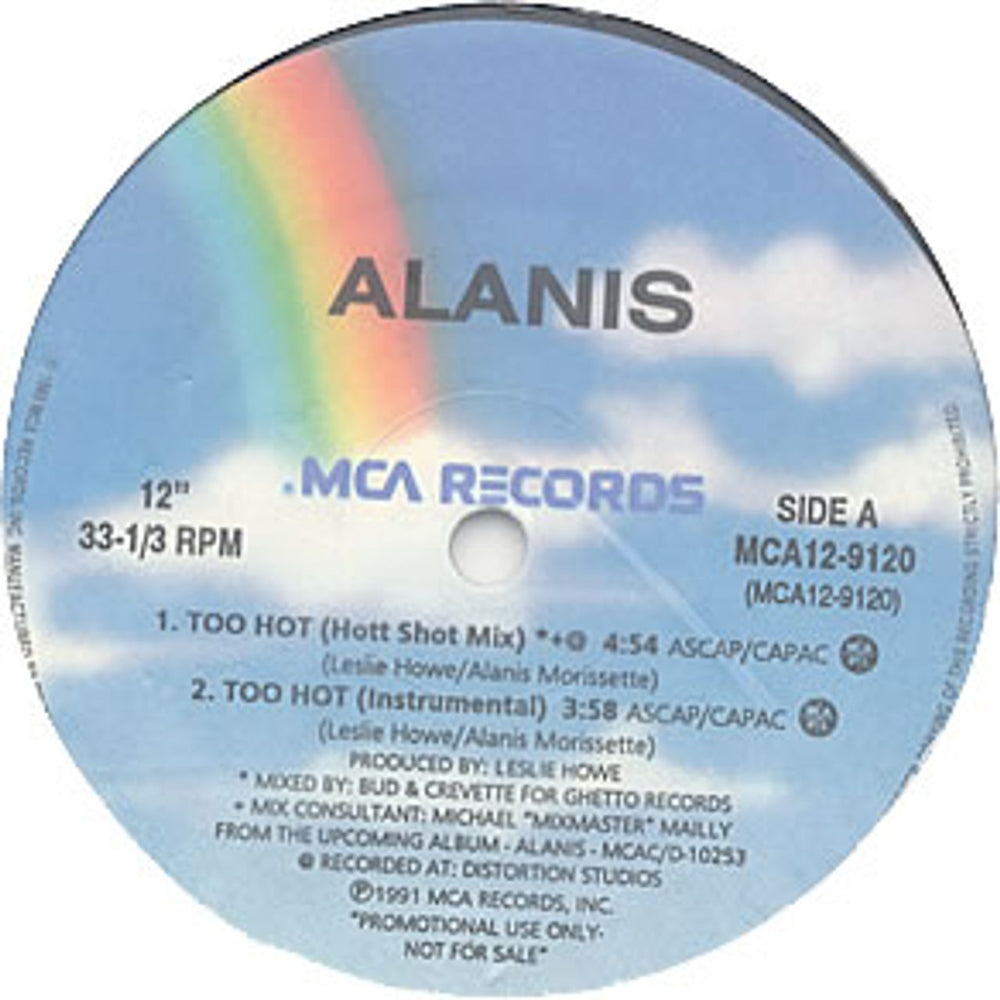 Alanis Morissette Too Hot Canadian Promo 12" vinyl single (12 inch record / Maxi-single) ANS12TO94440