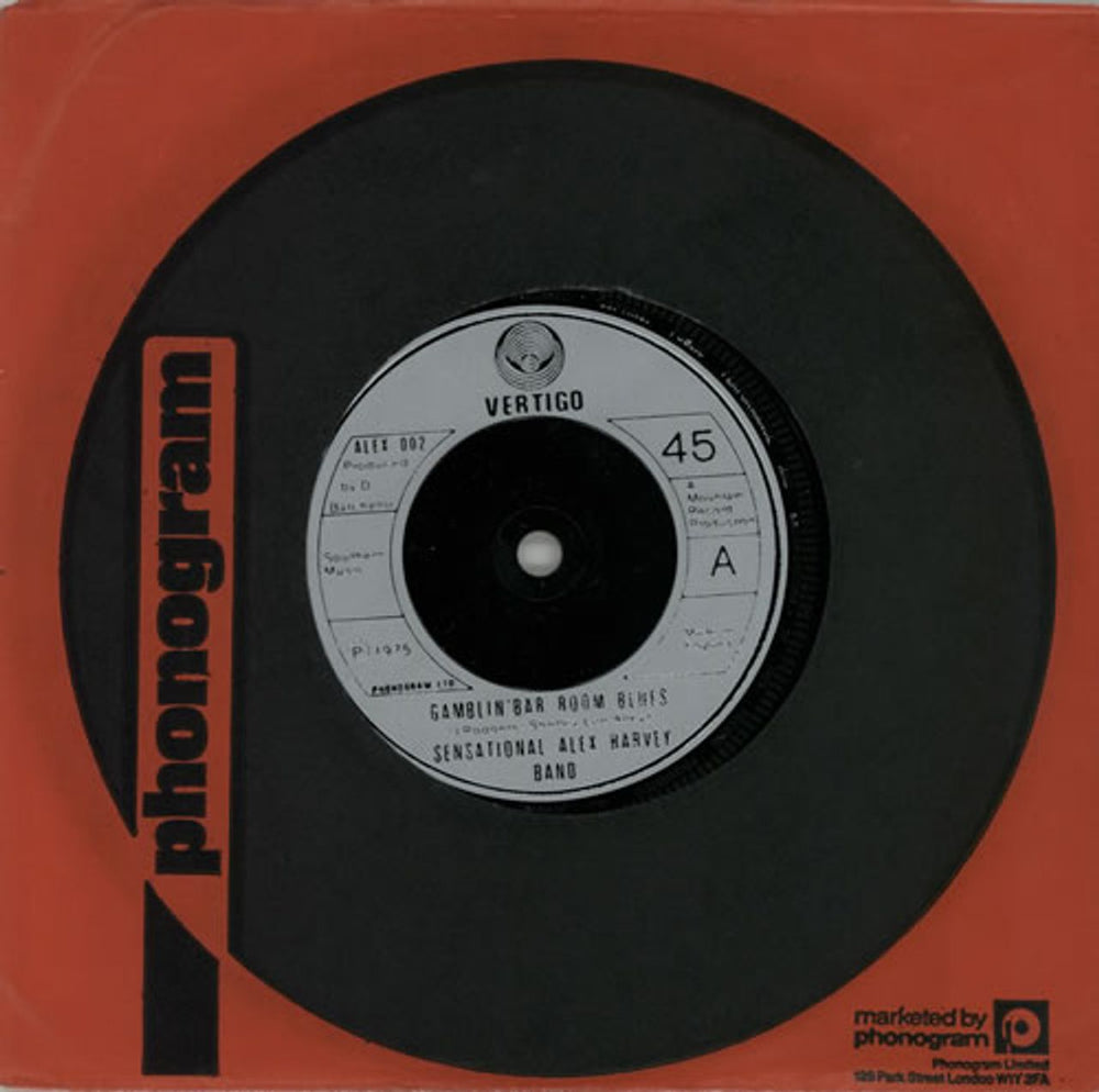 Alex Harvey (UK) Gamblin' Bar Room Blues UK 7" vinyl single (7 inch record / 45) ALEX002