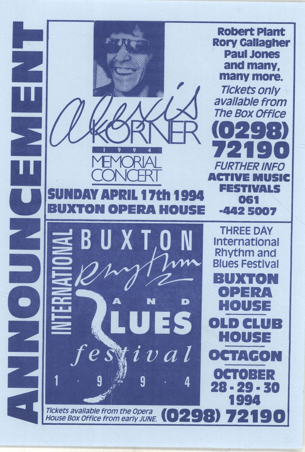 Alexis Korner Memorial Concert 1994 + Flyers UK tour programme AXKTRME694474