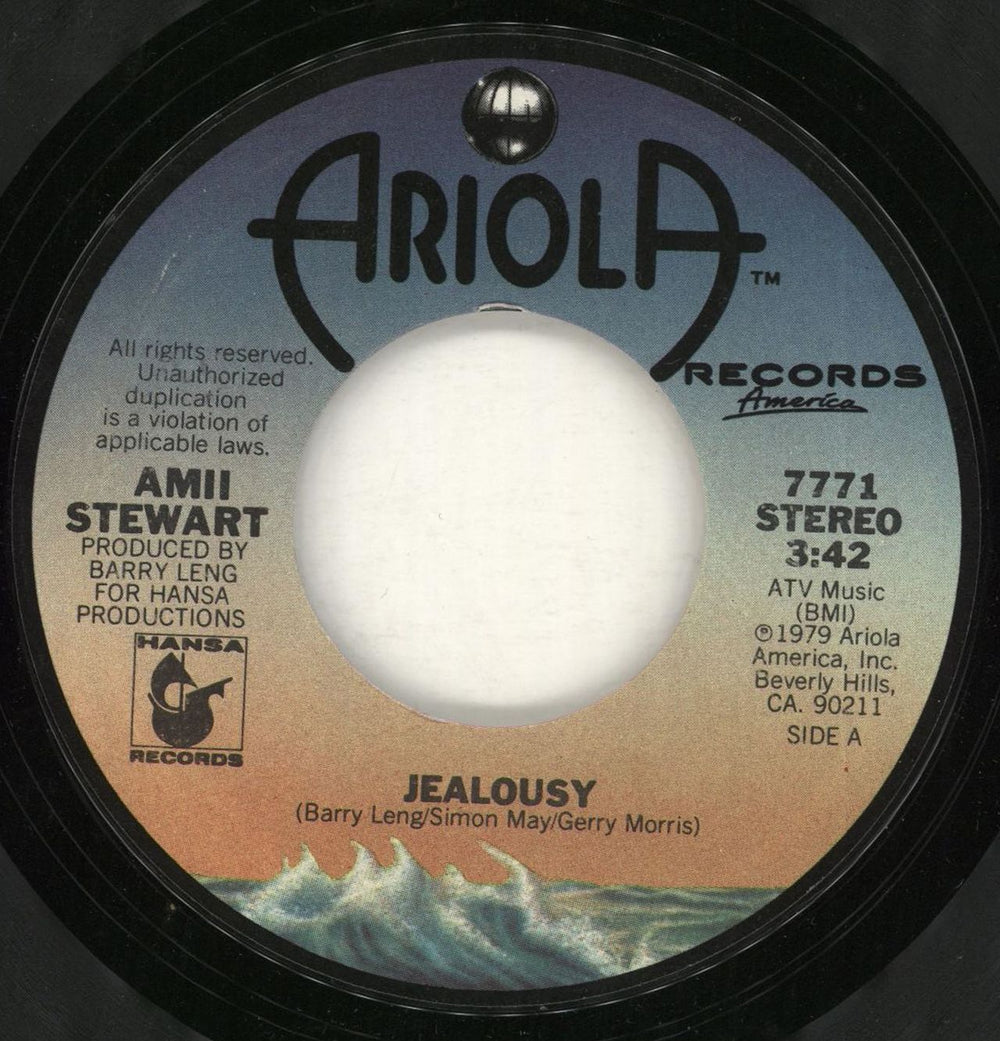 Amii Stewart Jealousy US 7" vinyl single (7 inch record / 45) 7771