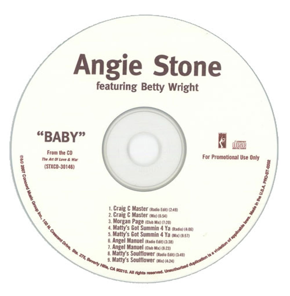 Angie Stone Baby US Promo CD single (CD5 / 5") PRO-ST-0202