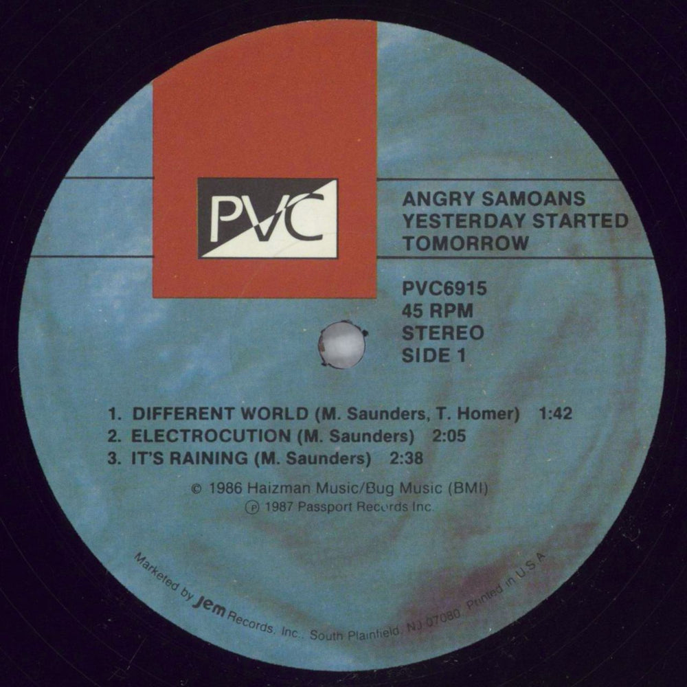 Angry Samoans Yesterday Started Tomorrow US vinyl LP album (LP record) A09LPYE826651