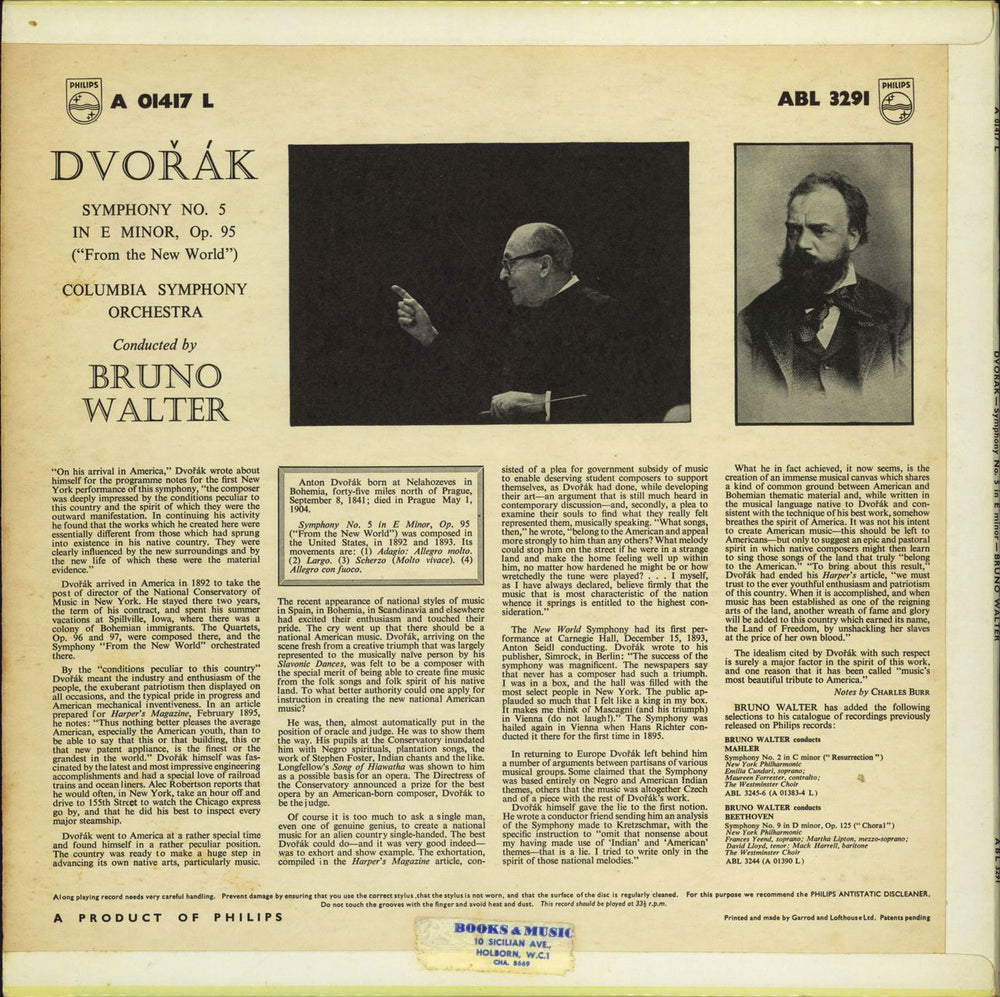 Antonín Dvorák Symphony No. 5 in E Minor "From The New World" UK vinyl LP album (LP record)