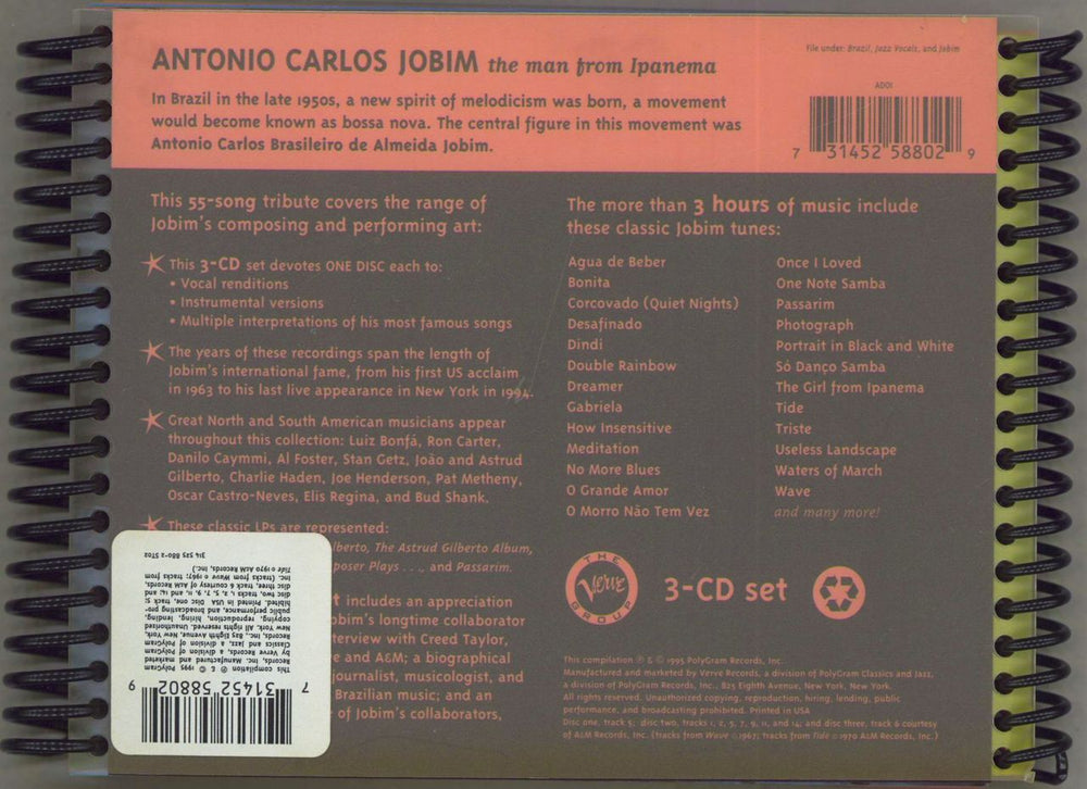 Antonio Carlos Jobim The Man From Ipanema US 3-CD album set (Triple CD)