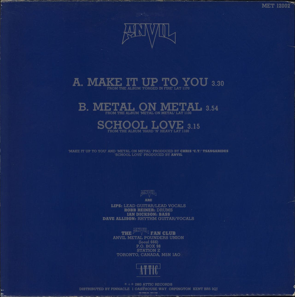 Anvil Make It Up To You UK 12" vinyl single (12 inch record / Maxi-single)