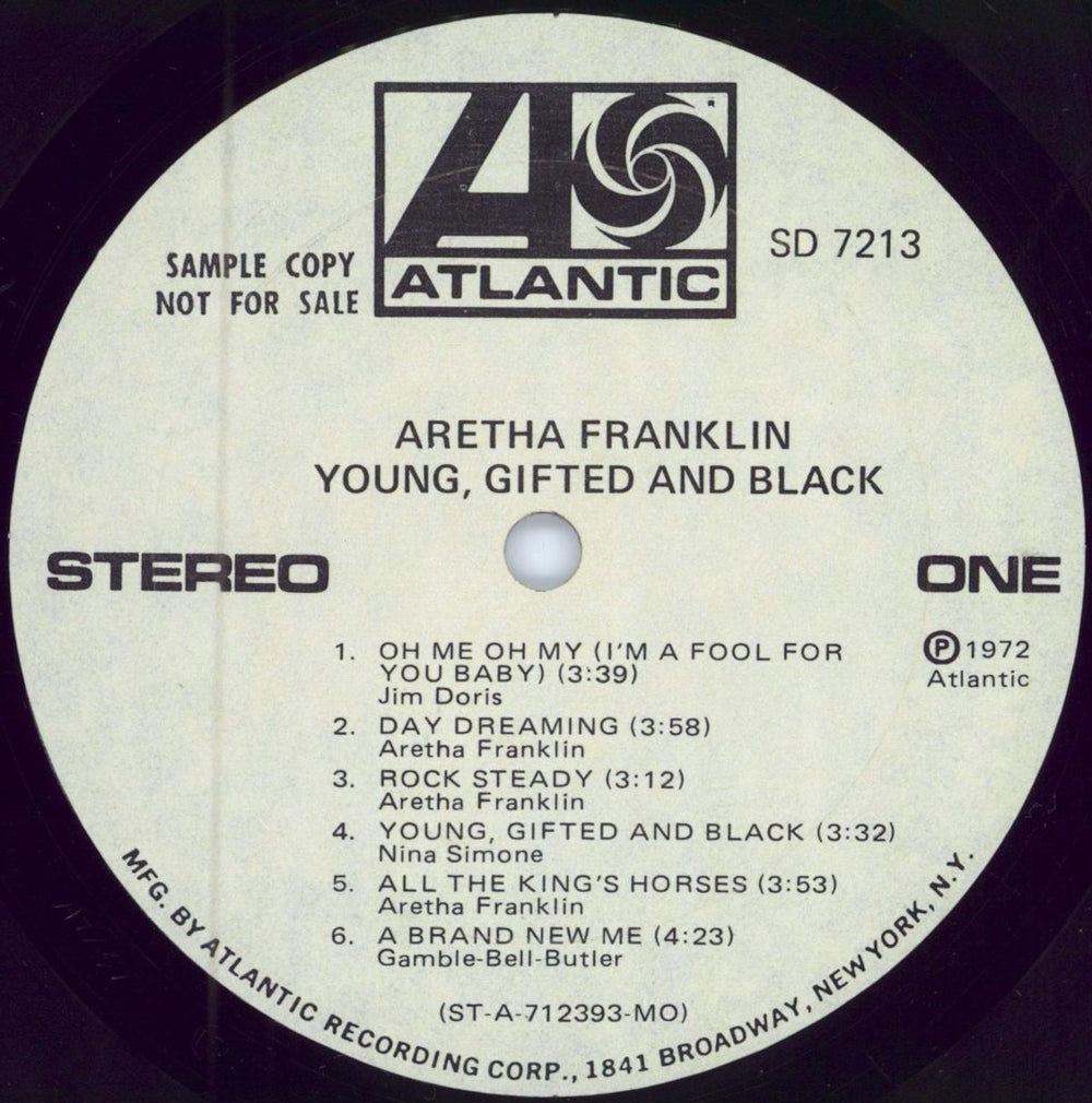 Aretha Franklin Young, Gifted And Black US Promo vinyl LP album (LP record) ARELPYO781242