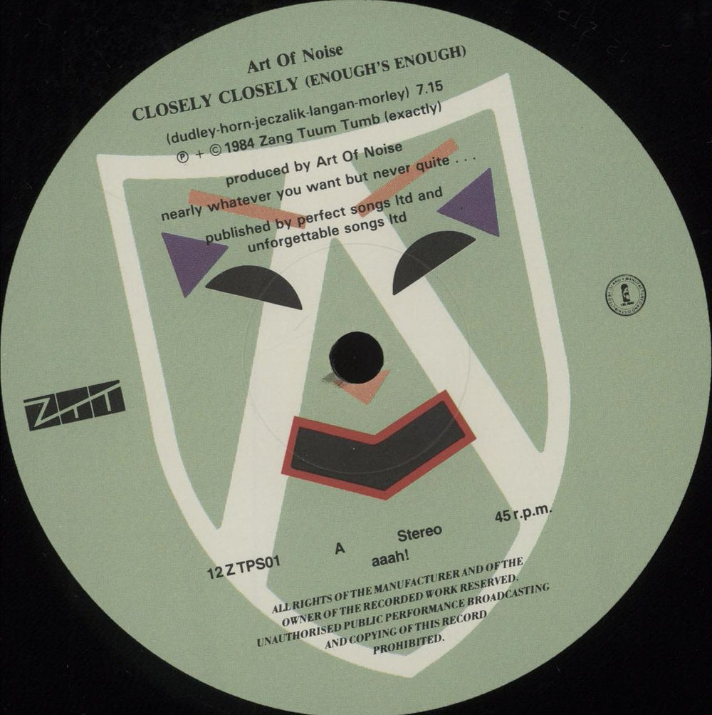 Art Of Noise Closely Closely - Picture sleeve UK 12" vinyl single (12 inch record / Maxi-single) AON12CL165195