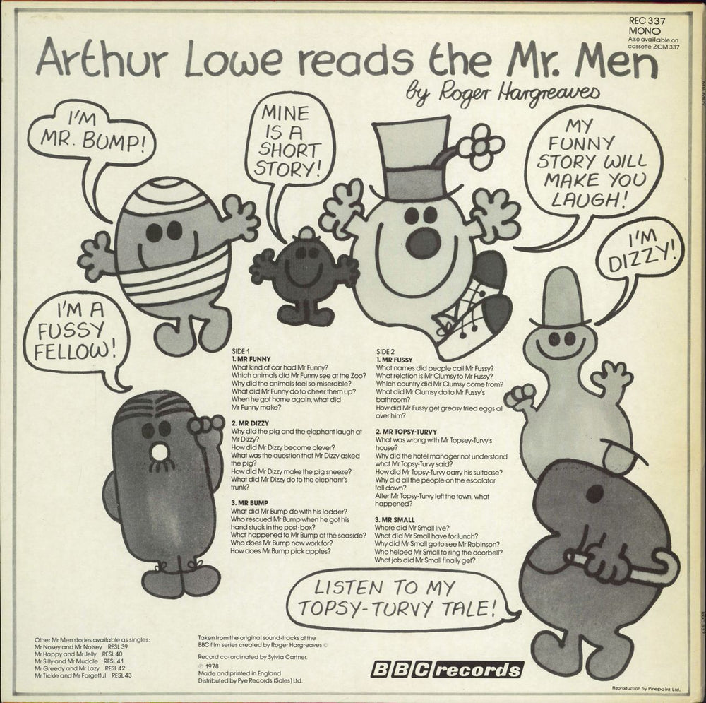 Arthur Lowe Mr. Men UK vinyl LP album (LP record)