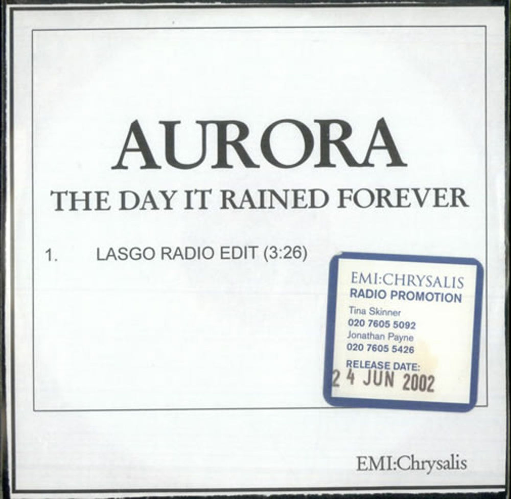 Aurora The Day It Rained Forever UK Promo CD-R acetate CDR-ACETATE