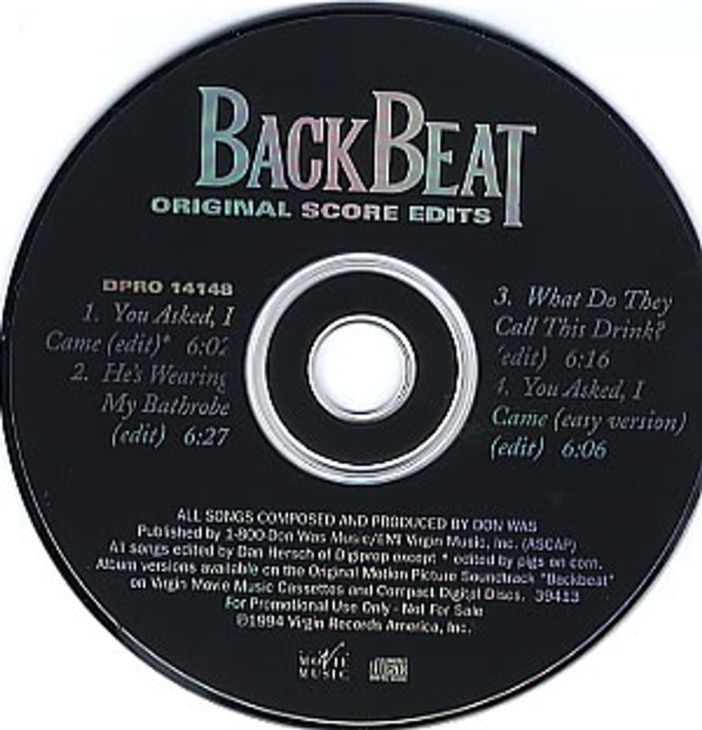 Backbeat Original Score Edits US Promo CD single (CD5 / 5") DPRO-14148