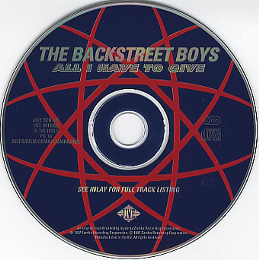 Backstreet Boys All I Have To Give UK CD single (CD5 / 5") BKBC5AL159845