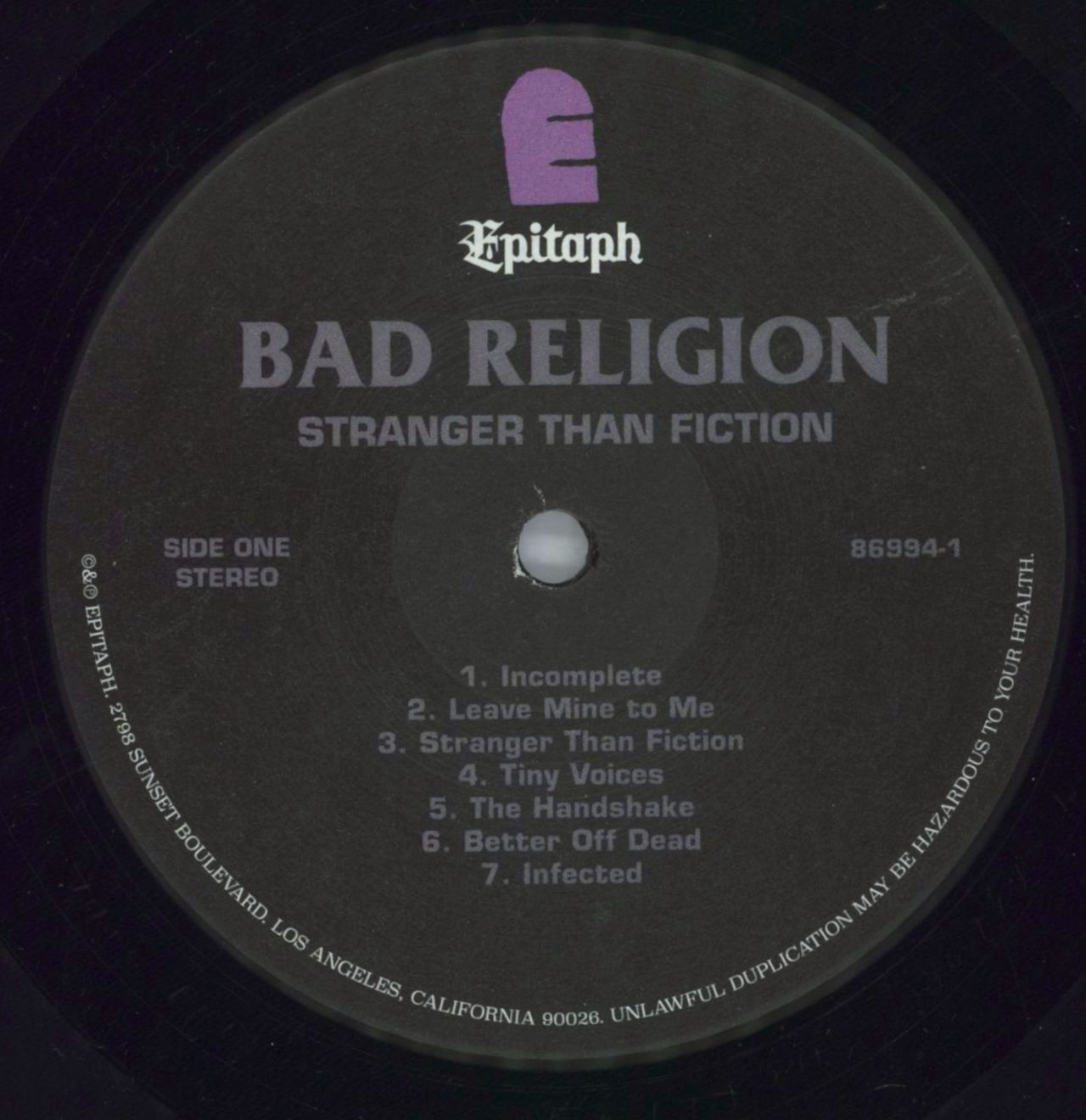 Bad Religion Stranger Than Fiction US Vinyl LP