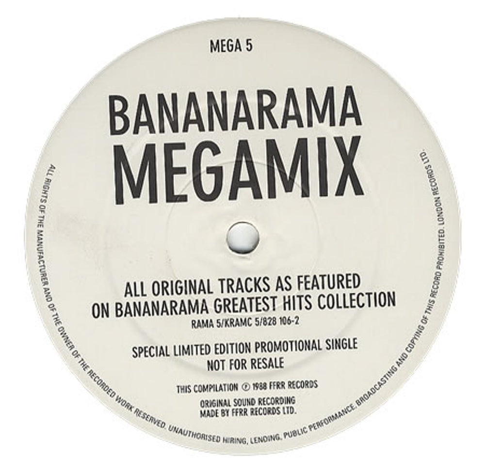 Bananarama Megamix - 1 Sided UK Promo 12" vinyl single (12 inch record / Maxi-single) MEGA5