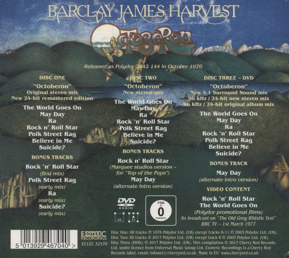 Barclay James Harvest Octoberon UK 3-disc CD/DVD Set 5013929467040