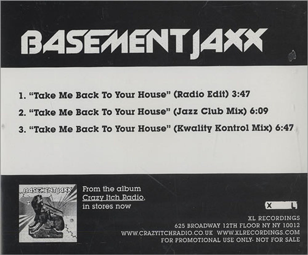Basement Jaxx Take Me Back To Your House US Promo CD single (CD5 / 5") BJXC5TA460522