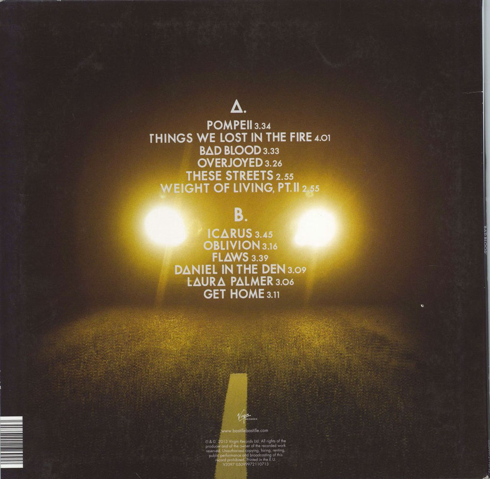 Bastille Bad Blood UK vinyl LP album (LP record) 5099972110713