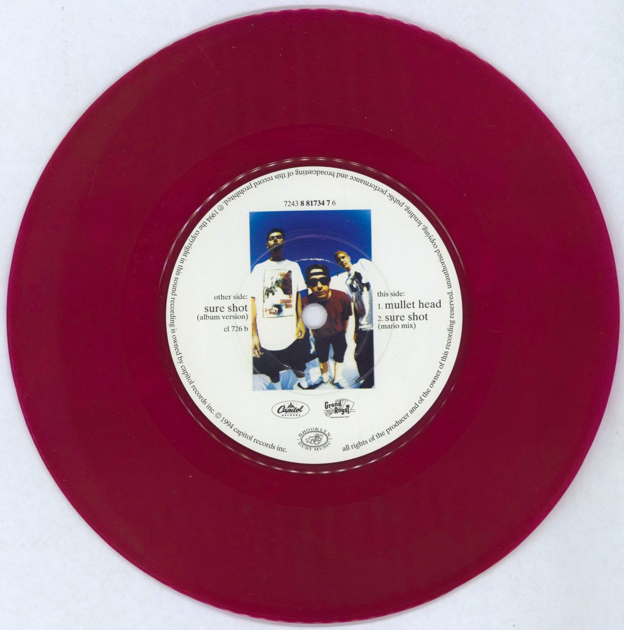 Beastie Boys Sure Shot - Burgundy Vinyl UK 7