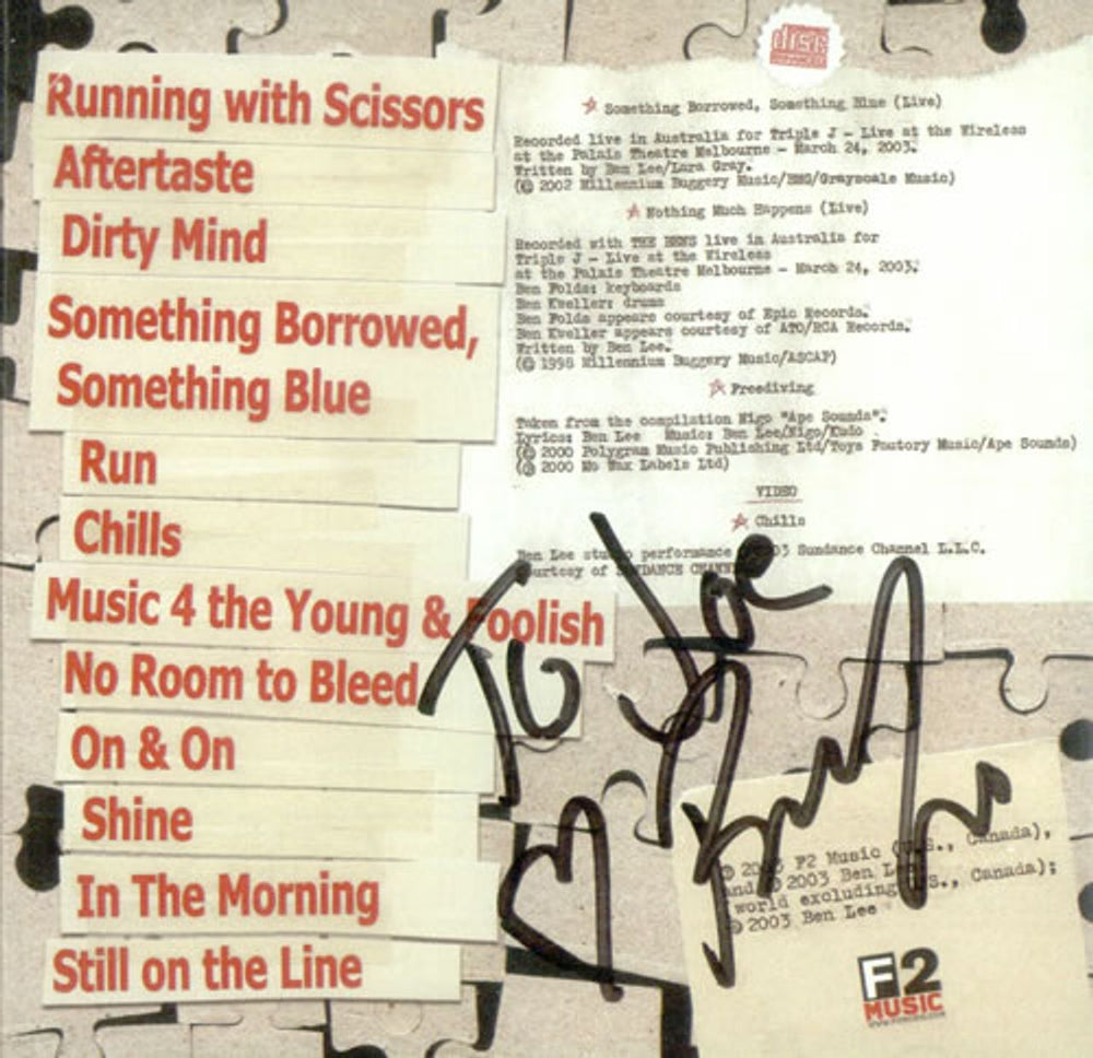 Ben Lee Hey You, Yes You  - Autographed US CD album (CDLP) F2-0903