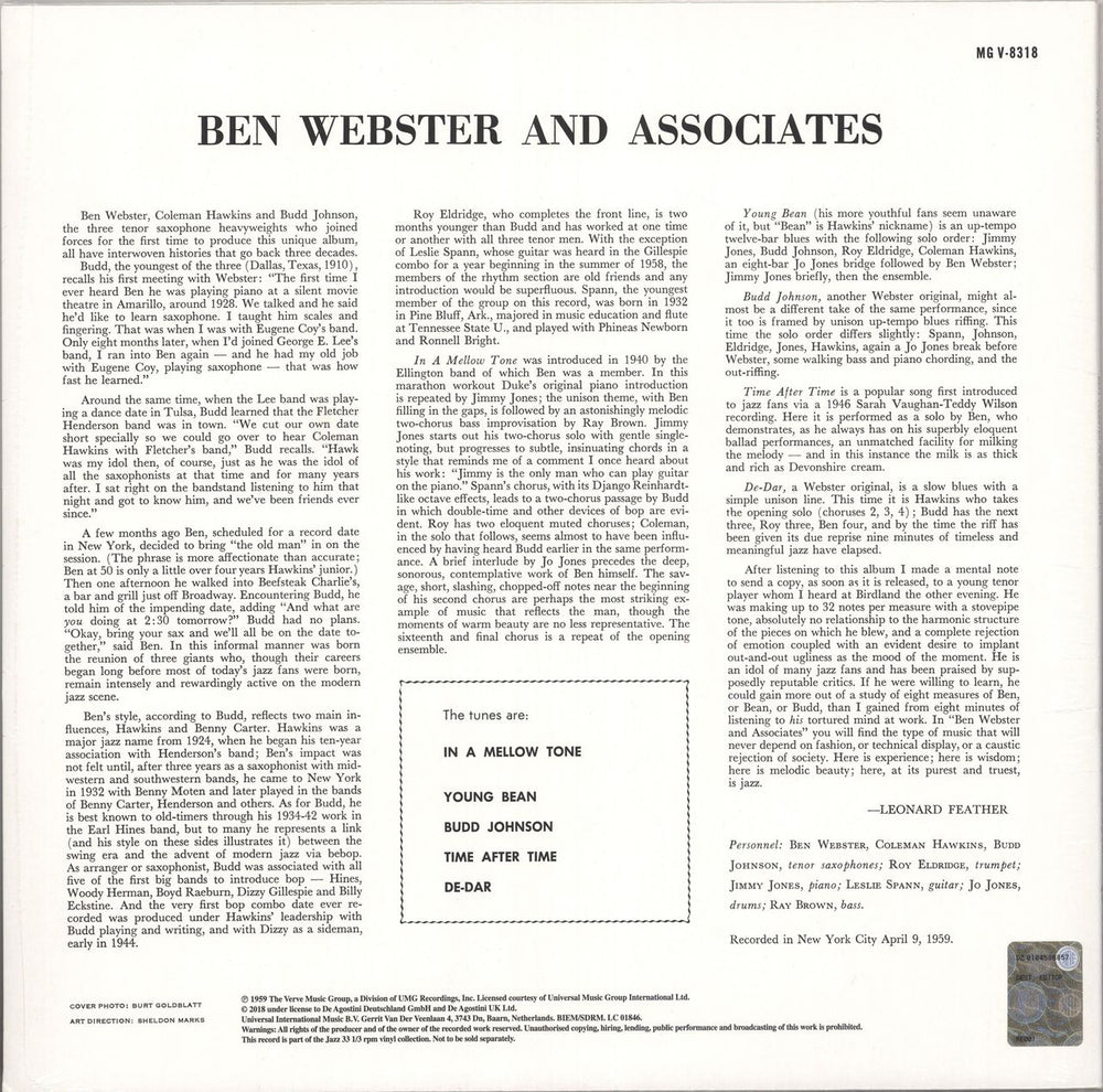 Ben Webster Ben Webster And Associates - 180gm Vinyl - Sealed + Booklet UK vinyl LP album (LP record) 9772052048033