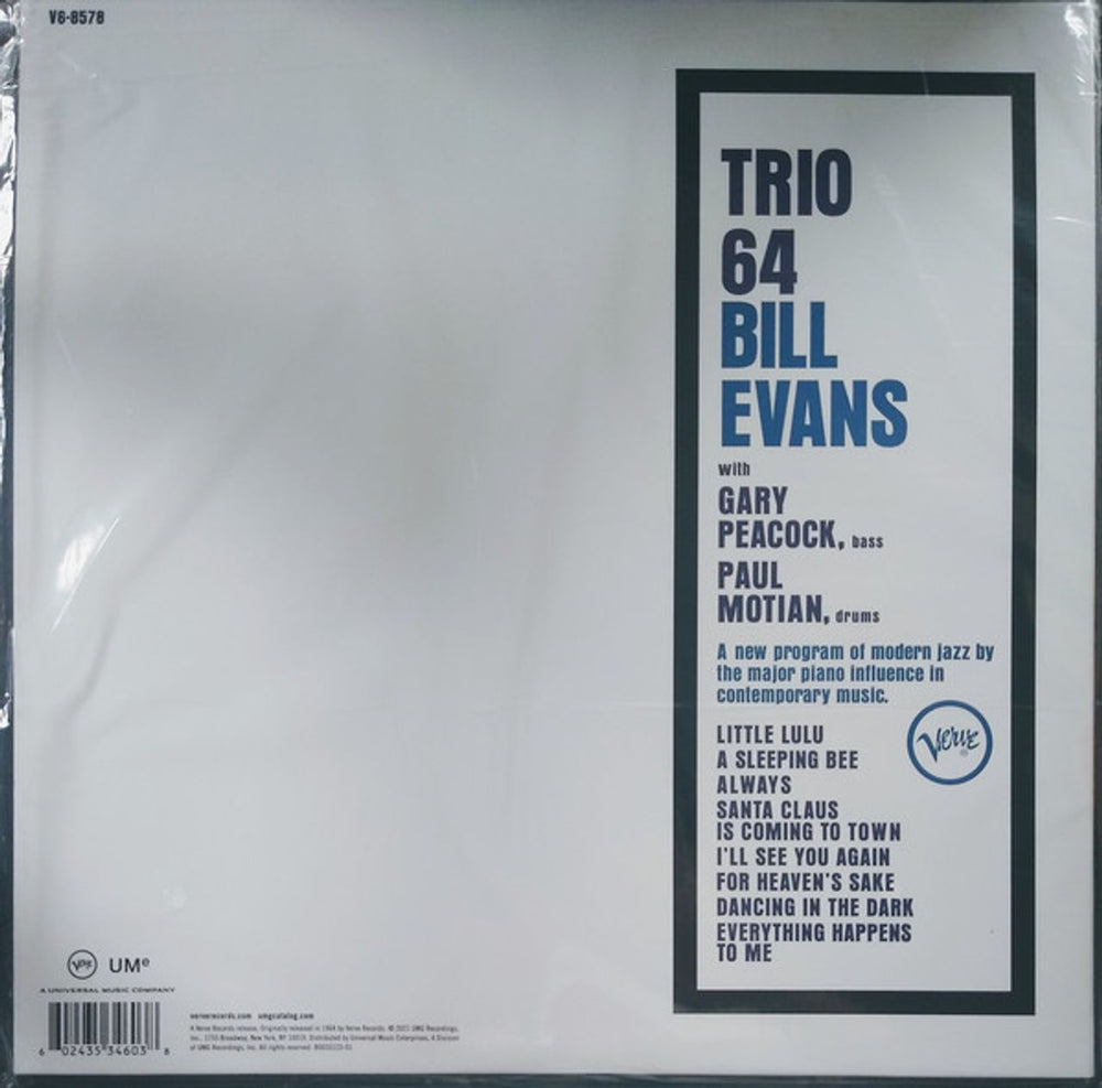 Bill Evans (Piano) Trio 64 - Acoustic Sounds Verve Series - Sealed US vinyl LP album (LP record) BLVLPTR774479