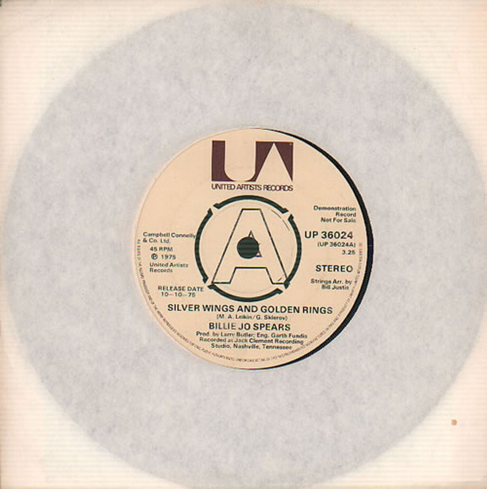 Billie Jo Spears Silver Wings And Golden Rings UK 7" vinyl single (7 inch record / 45) UP36024