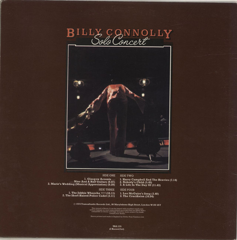 Billy Connolly Solo Concert UK 2-LP vinyl record set (Double LP Album)