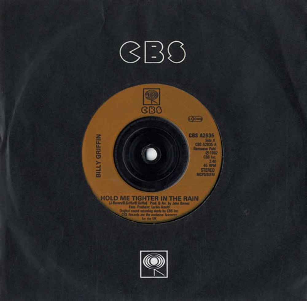Billy Griffin Hold Me Tighter In The Rain UK 7" vinyl single (7 inch record / 45) A2935
