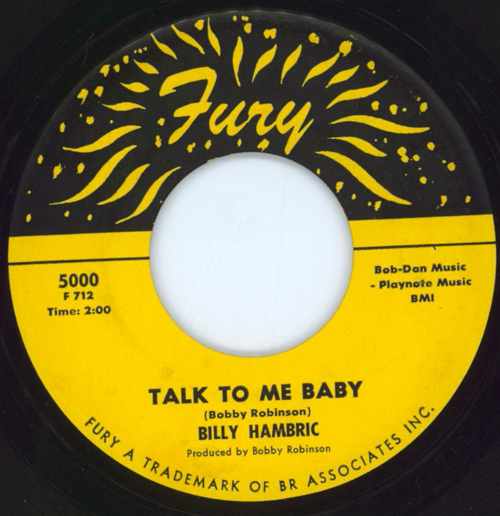 Billy Hambric Talk To Me Baby US 7" vinyl single (7 inch record / 45) 5000