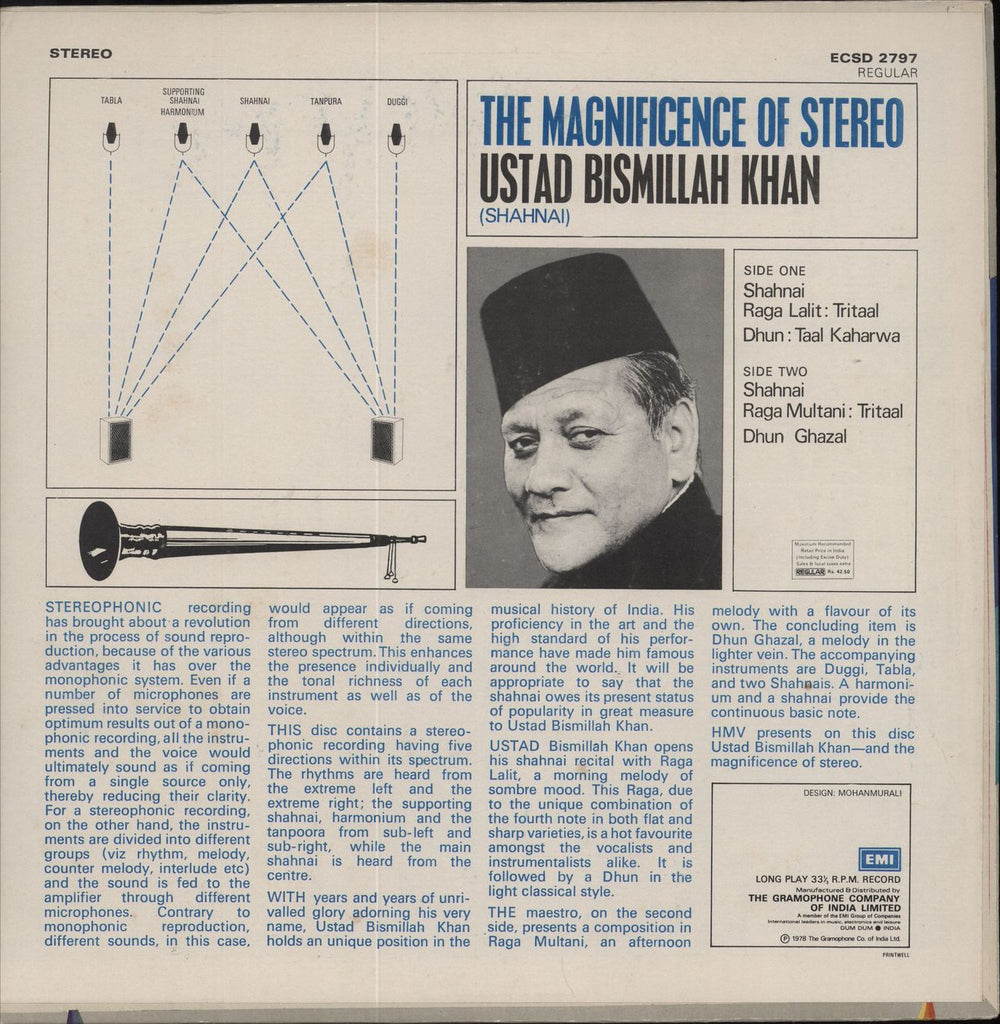 Bismillah Khan The Magnificence Of Stereo Indian vinyl LP album (LP record)