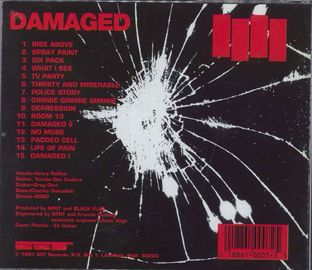 Black Flag Damaged US CD album (CDLP) 018861000725