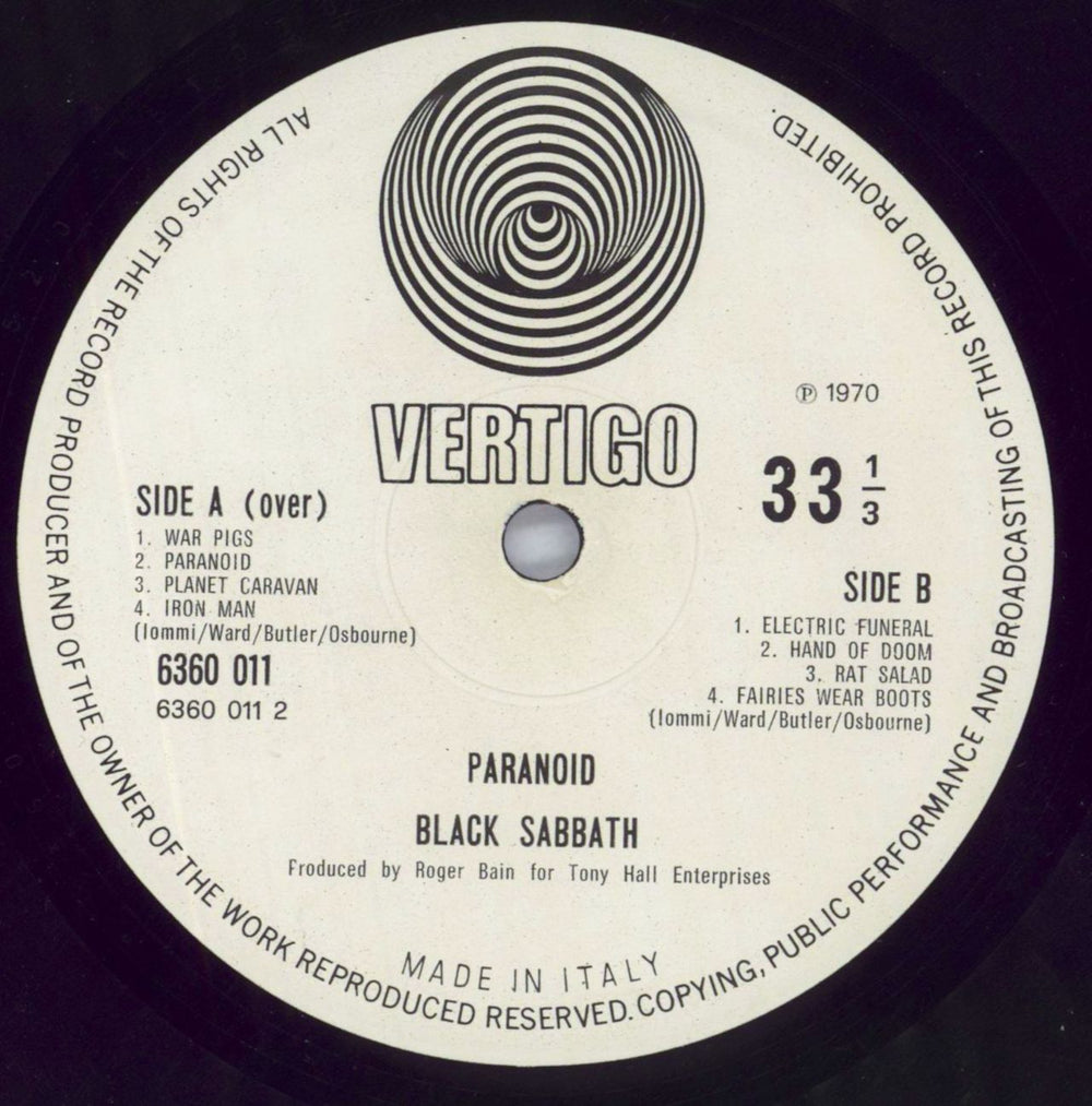 Black Sabbath Paranoid Italian vinyl LP album (LP record) BLKLPPA821491