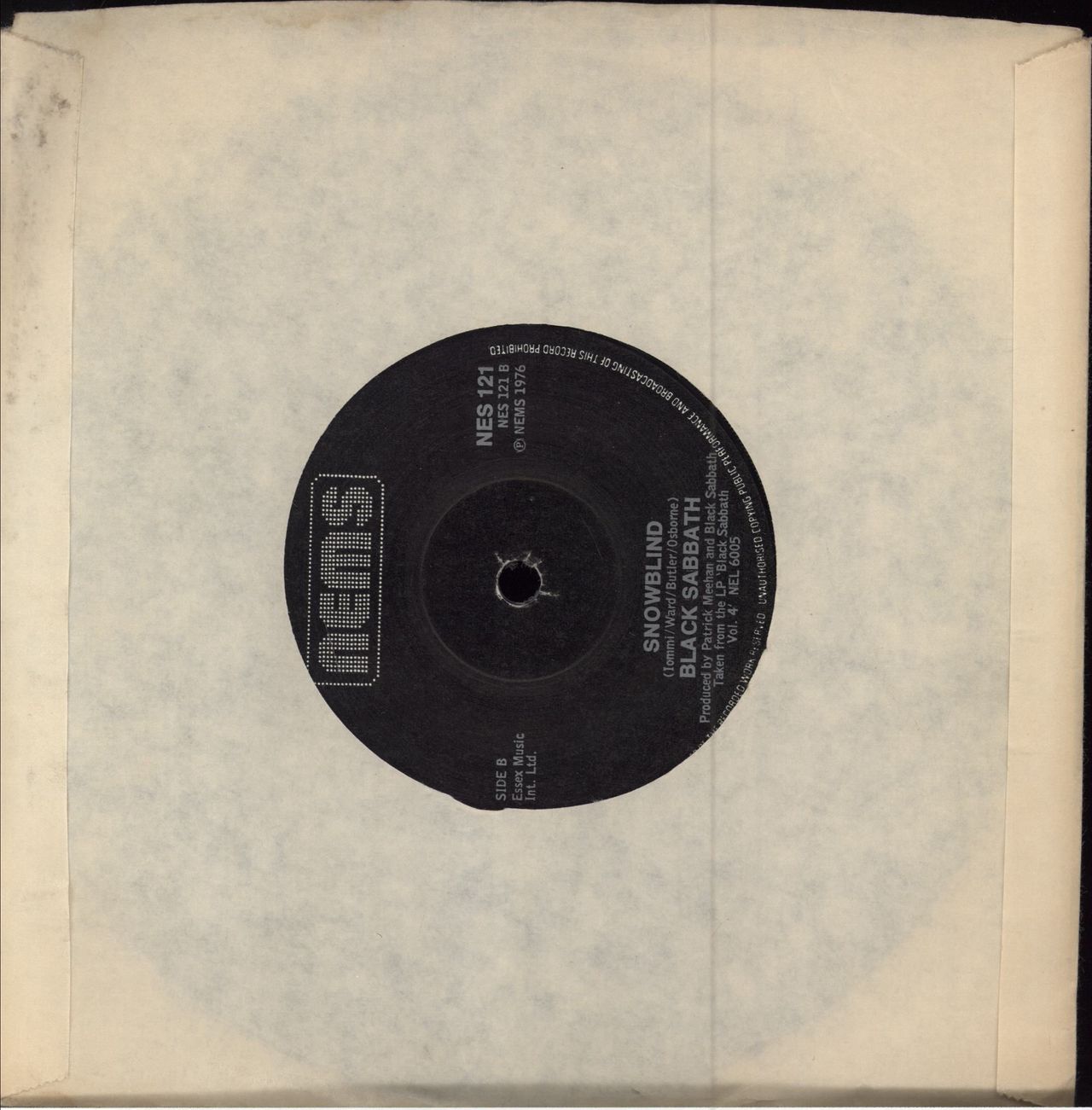 Black Sabbath Paranoid - solid UK 7" vinyl single (7 inch record / 45)