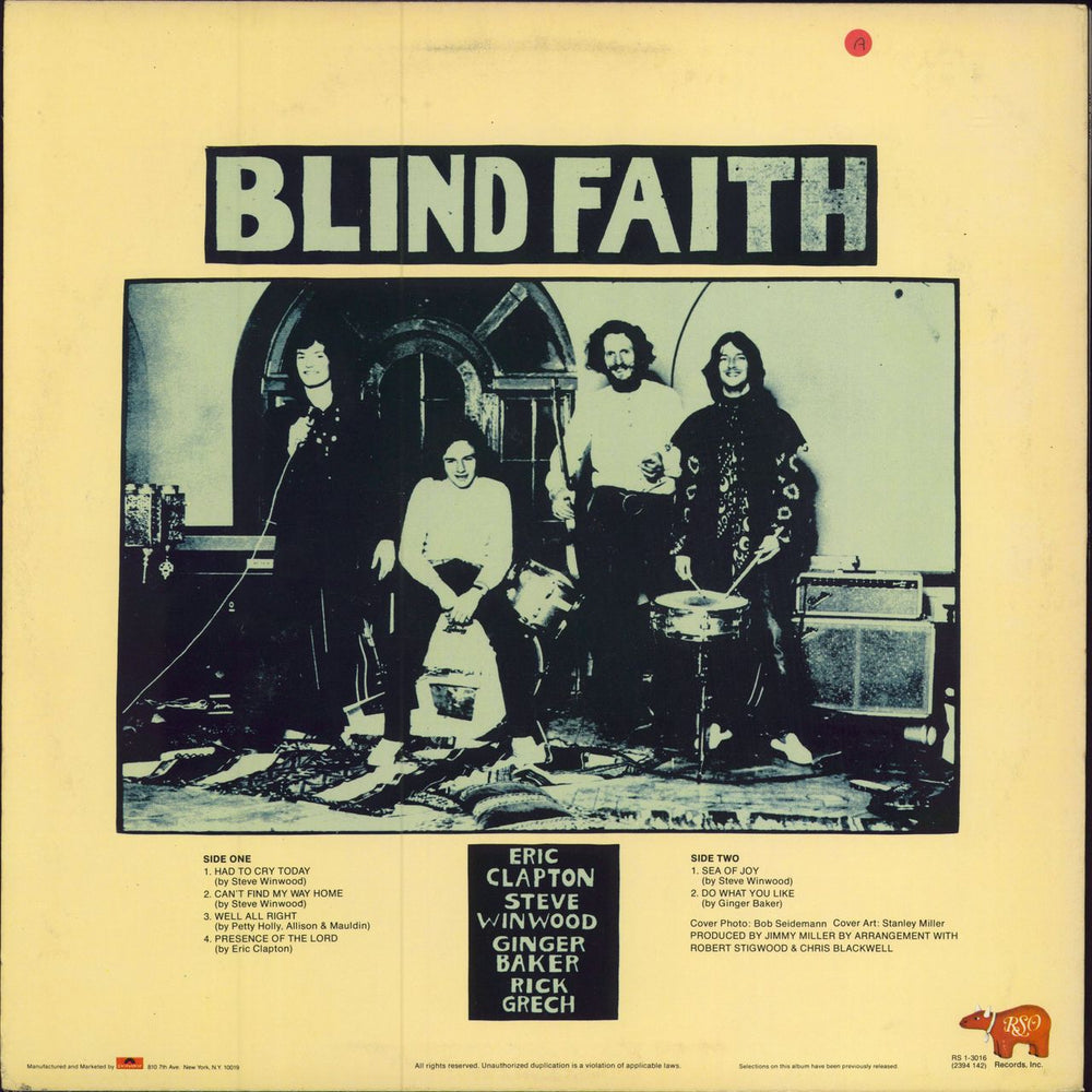 Blind Faith Blind Faith US vinyl LP album (LP record)