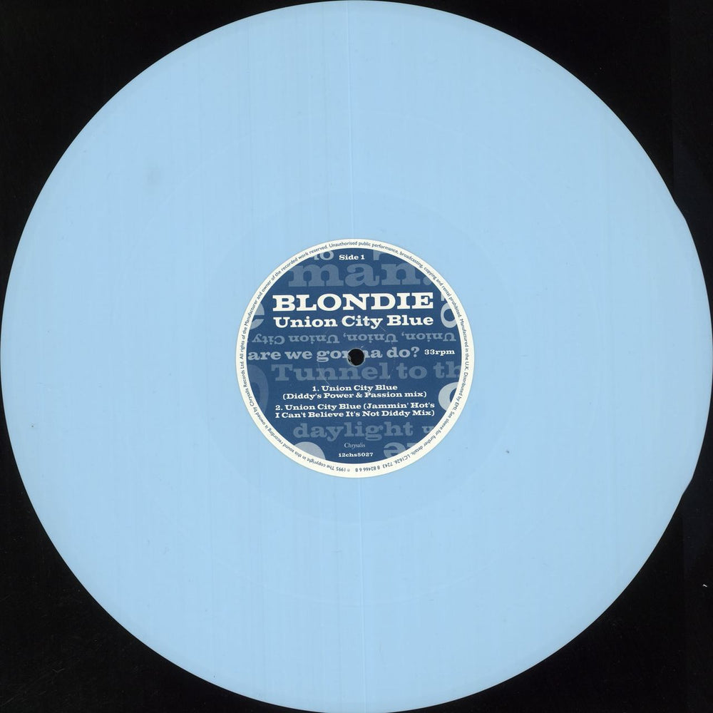 Blondie Union City Blue - Blue Vinyl UK 12" vinyl single (12 inch record / Maxi-single) BLO12UN55148