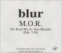 Blur M.O.R. - Alan Moulder Road Mix US Promo CD-R acetate CD ACETATE