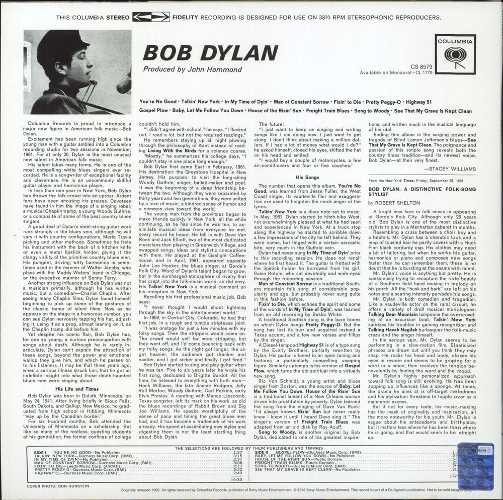 Bob Dylan Bob Dylan: DeAgostini - 180gm UK vinyl LP album (LP record)