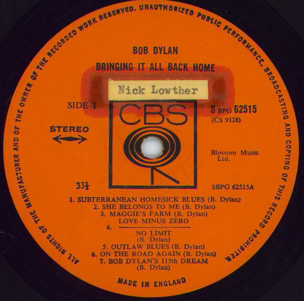 Bob Dylan Bringing It All Back Home - Late 60s - WOS/L UK vinyl LP album (LP record) DYLLPBR804433