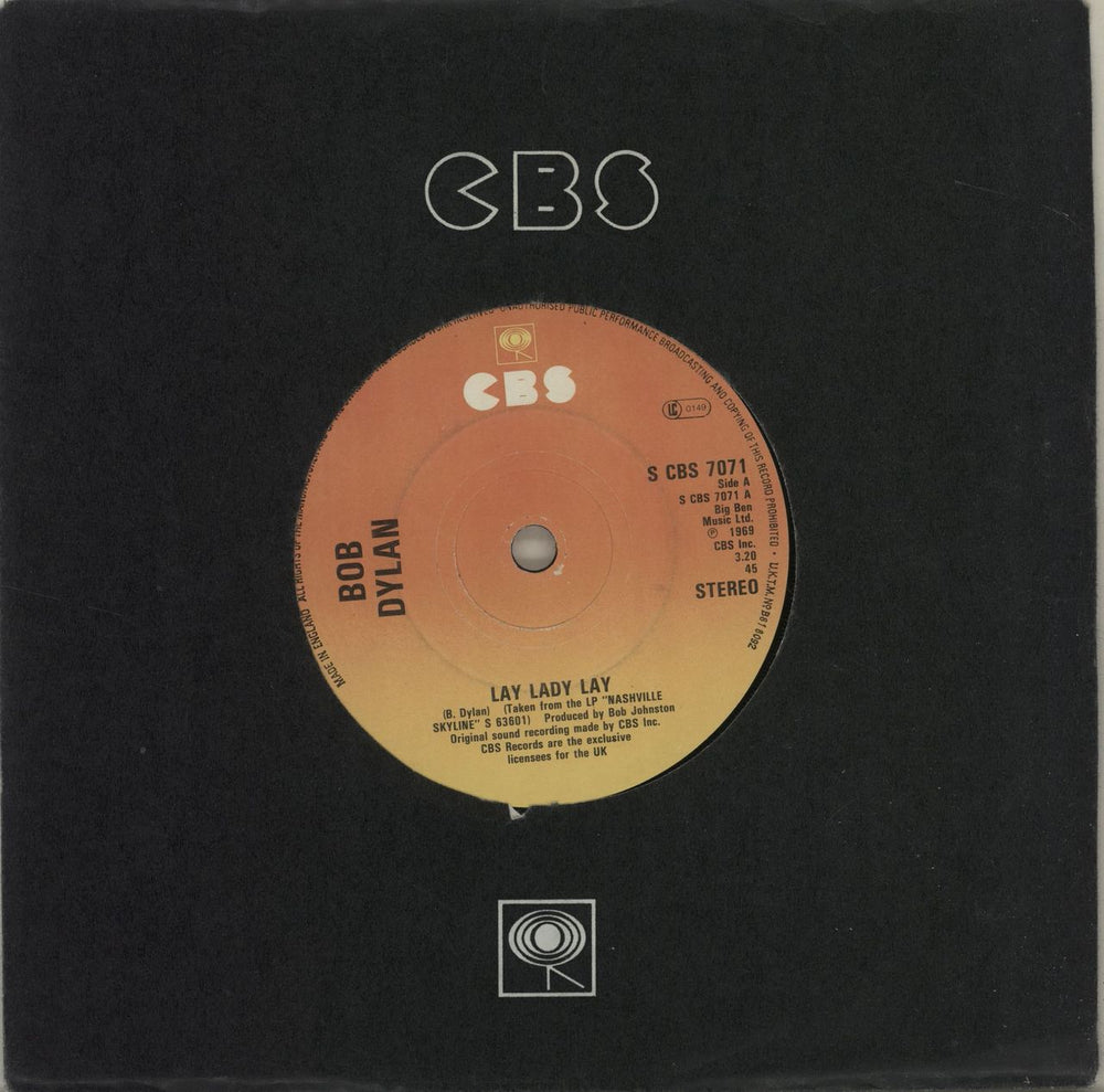 Bob Dylan Lay Lady Lay - 1979 issue UK 7" vinyl single (7 inch record / 45) SCBS7071
