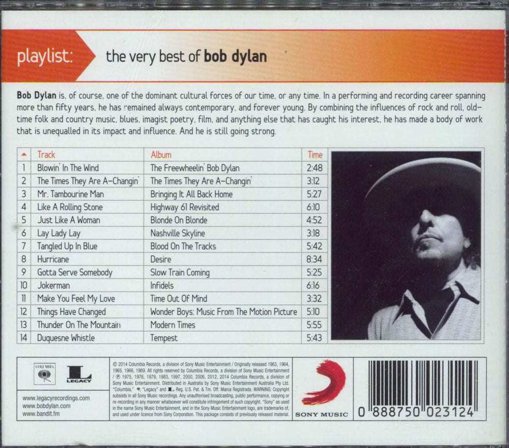 Bob Dylan Playlist: The Very Best Of Bob Dylan US CD album (CDLP) 888750023124