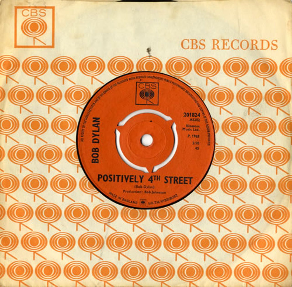 Bob Dylan Positively 4th Street - 3pr UK 7" vinyl single (7 inch record / 45) 201824