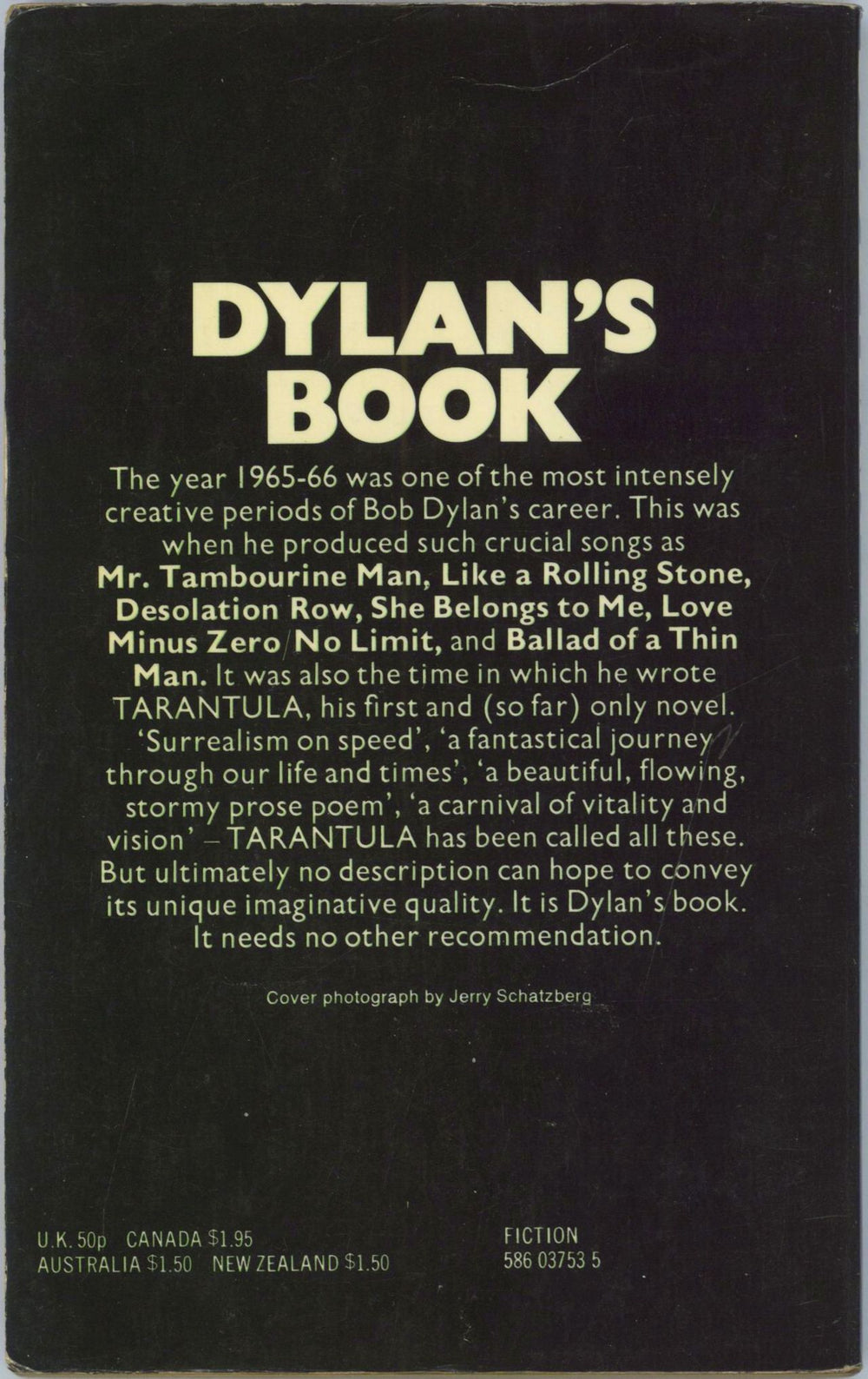 Bob Dylan Tarantula UK book DYLBKTA248883