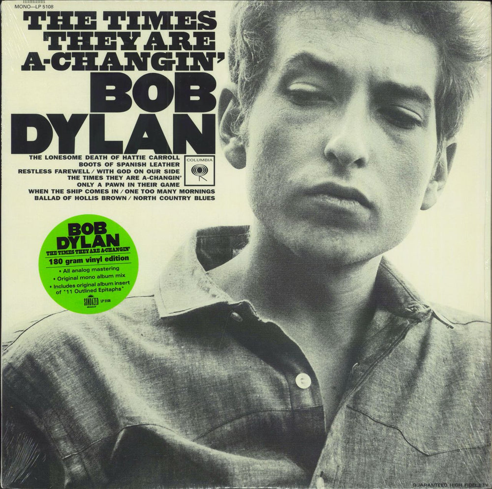 Bob Dylan The Times They Are A-Changin' - 180gm Vinyl - Sealed US vinyl LP album (LP record) LP5108