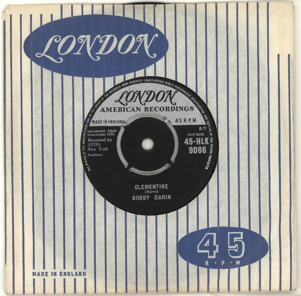 Bobby Darin Clementine UK 7" vinyl single (7 inch record / 45) 45-HLK9086