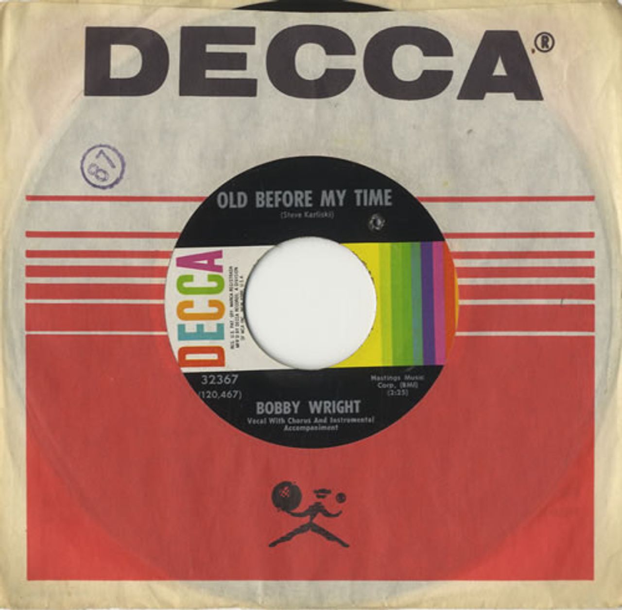 Bobby Wright Old Before My Time US 7" vinyl single (7 inch record / 45) 32367