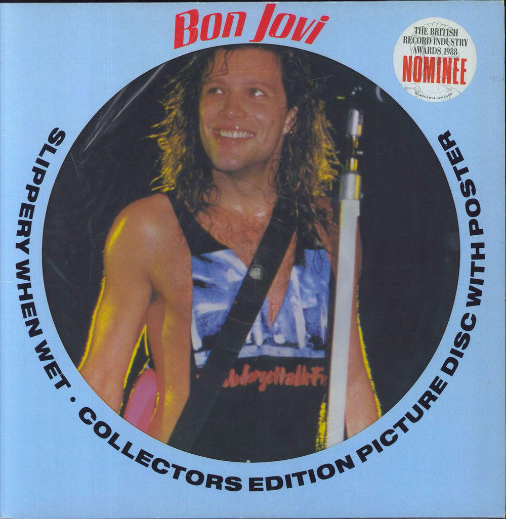 Bon Jovi Slippery When Wet + Poster - Stickered UK picture disc LP (vinyl picture disc album) VERHP38