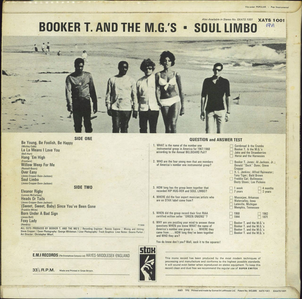 Booker T. & The M.G.'s Soul Limbo UK vinyl LP album (LP record)